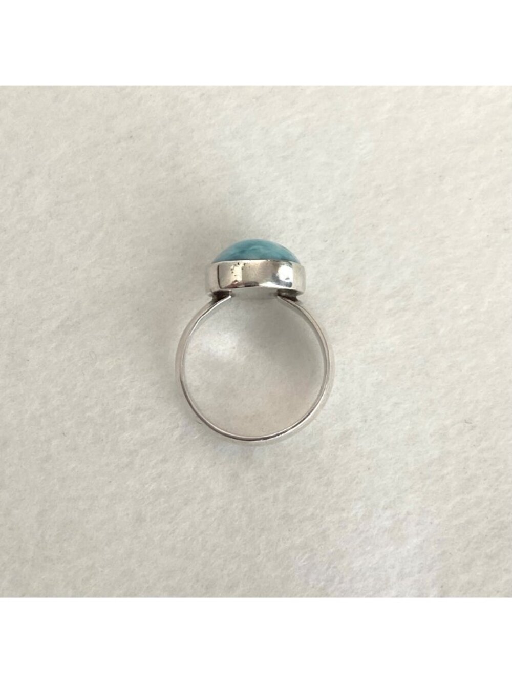 Sterling Silver 925 Round Blue Larimar Cabochon Ring Sz 8 - Picture 13 of 16